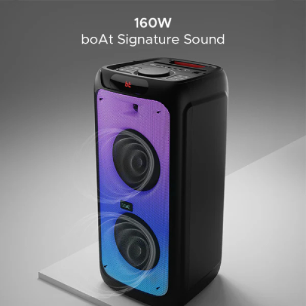 boAt PartyPal 390 - 160W Bluetooth Party Speaker with Mic, RGB Lights, TWS & Guitar Input