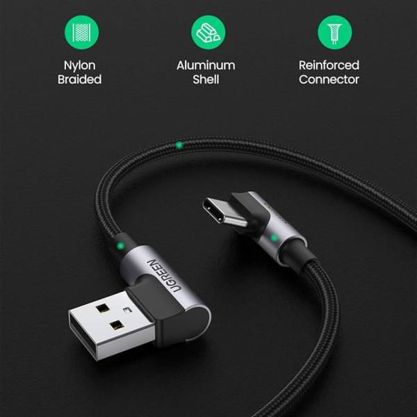 UGREEN Angled USB-C Cable Fast Charging Durable